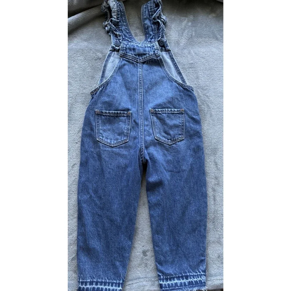 Gap X Disney Minnie Mouse Denim Overalls Girls 3 Ruffle Embroidered